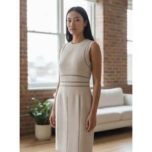 Elie Saab Sheath Dress Silk Blend sz 36 US 4 Cream Career Office Quiet Luxury